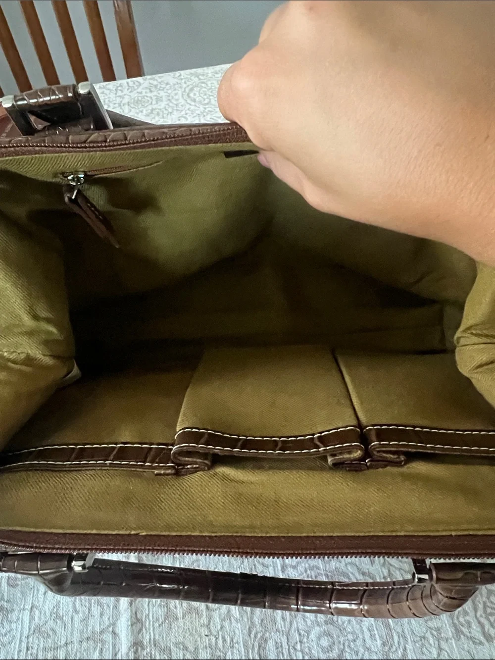 Liz Claiborne Brown Croc-Embossed Structured purse - Women Bags